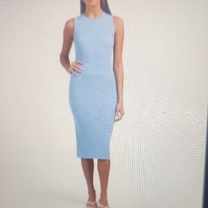 Theory Cornflower Compact Crepe Rib Sleeveless Midi Dress Size S